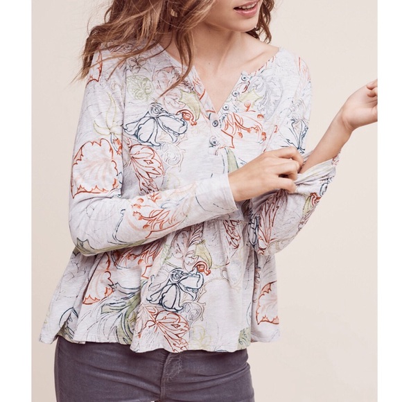 Anthropologie Tops - Anthropologie Sz S Meadow Rue Peplum Henley Top